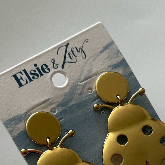 Elsie & Zoey Gold Ladybug Earrings - Picture 3 of 6